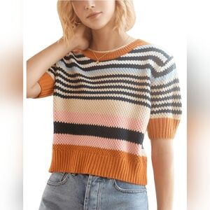 Knit Mix Retro Striped Knit Crop Top in Size Medium